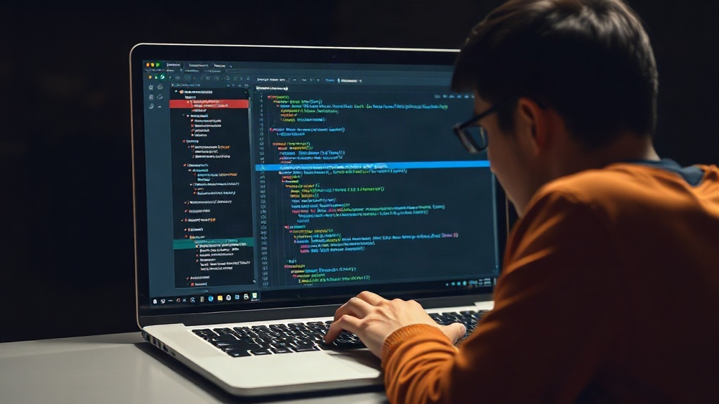 Developer interacting with AI coding assistant on a laptop screen