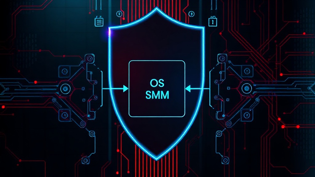 Diagram illustrating the interaction between CPU, OS, SMM, and interrupt handling