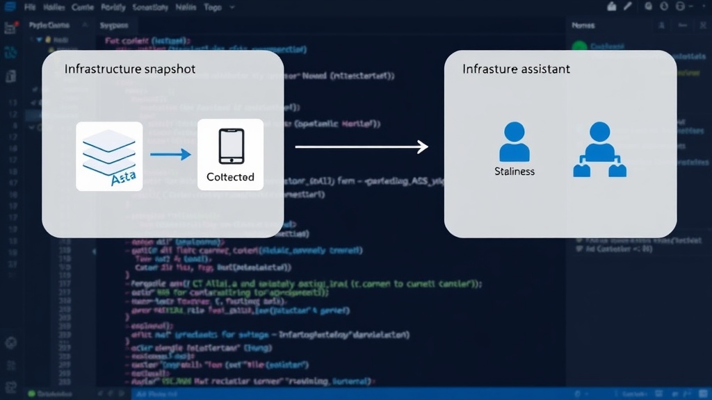 Diagram illustrating the data flow from infrastructure snapshot to AI assistant and potential staleness