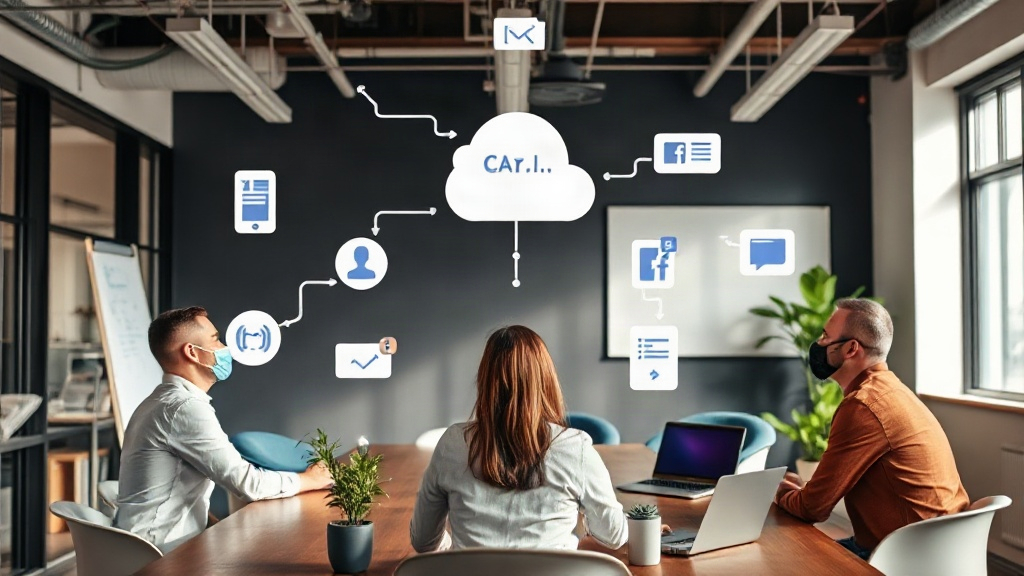 A conceptual diagram showing IntellAgents.io connecting to various communication channels like phone, chat, and social media.