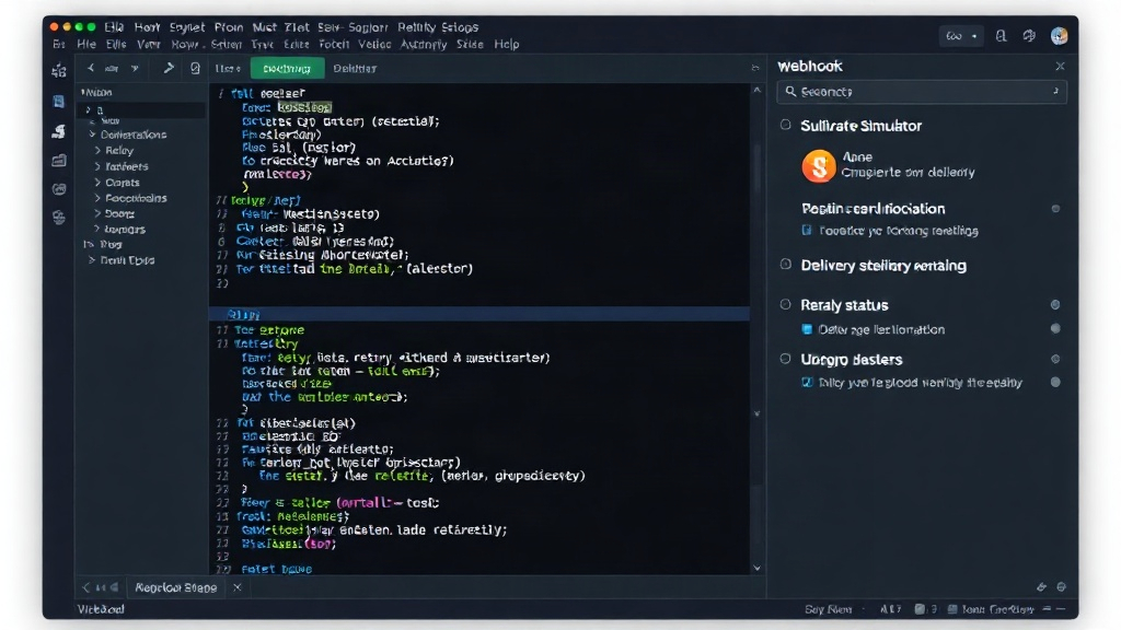 Webhook simulator interface showing retry attempts and delivery status