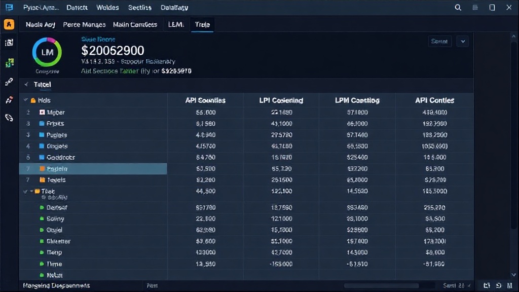 Comparison dashboard showing LLM API performance metrics and costs