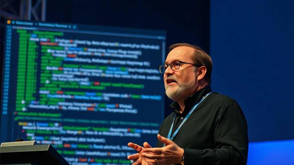 Linus Torvalds speaking at a past Linux Foundation event.