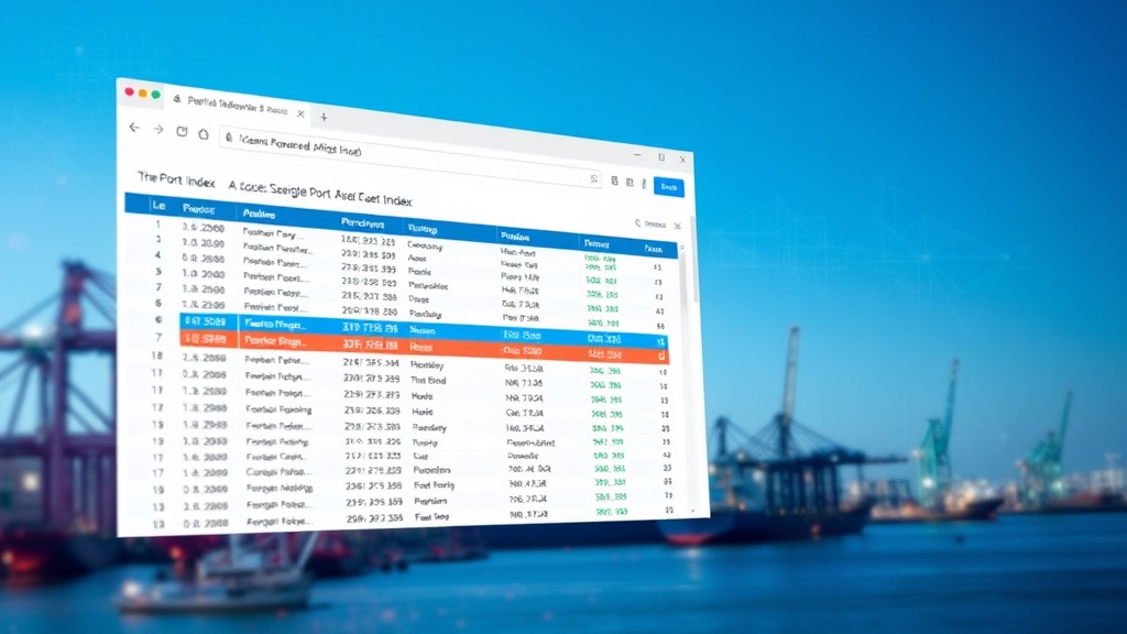 Screenshot of The Port Index website showing a searchable list of global ports and airports