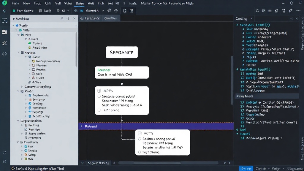 n8n workflow canvas showing nodes for API submission, Seedance polling, and result handling.