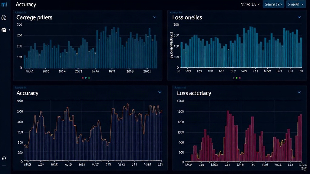 A sample Mimo 2.6 dashboard showing key machine learning metrics like accuracy and loss.