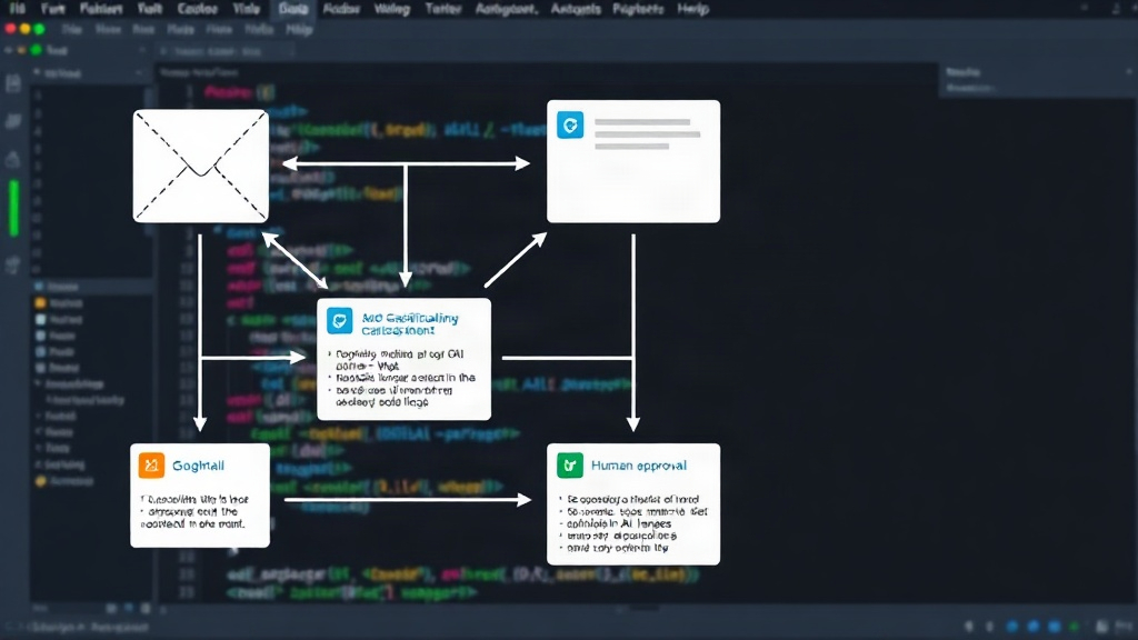Diagram showing the flow from Gmail to AI classification, Slack notification, and human approval
