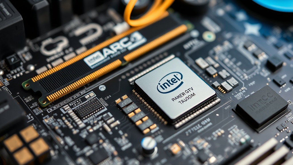 A detailed shot of the Intel Arc gaming PC's internal components, highlighting the RAM and GPU.