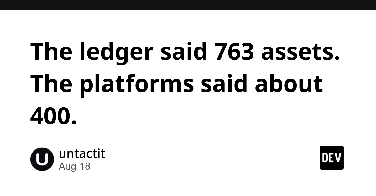 AI Platform Sync Fails: Ledger Shows 763 Assets, Only 400 Real
