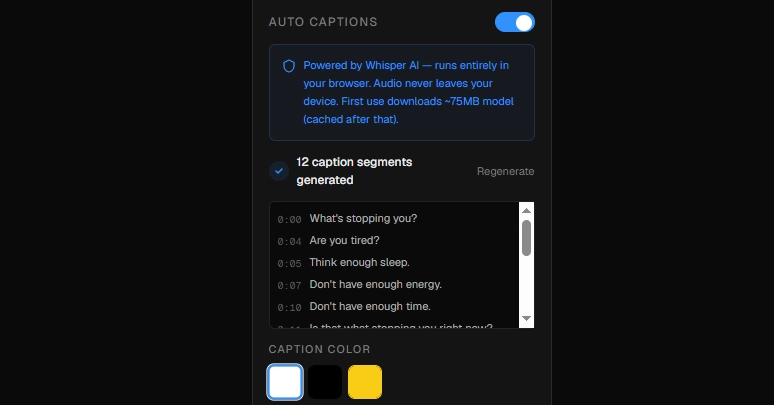 Browser-Based Auto Captions for YouTube Shorts Converter Using Whisper AI