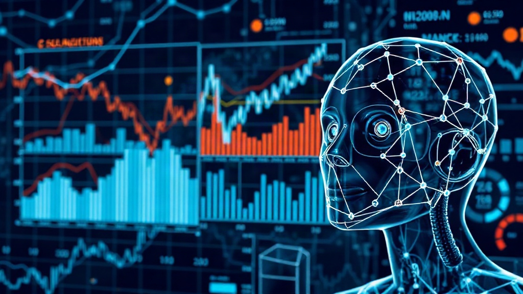 Conceptual illustration of AI analyzing financial charts and bank statements