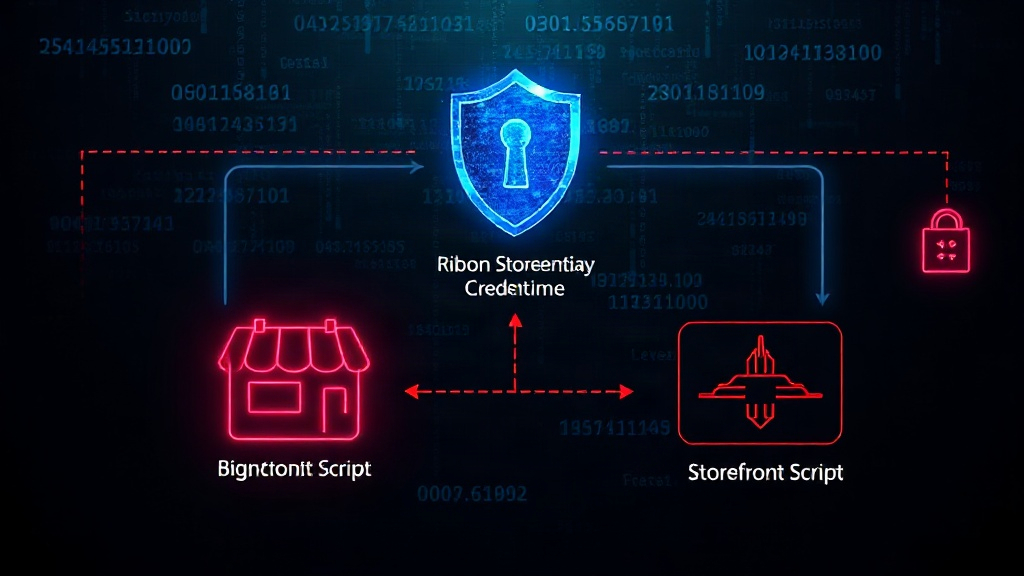 Diagram illustrating the attack flow from Ribon credential compromise to storefront script injection