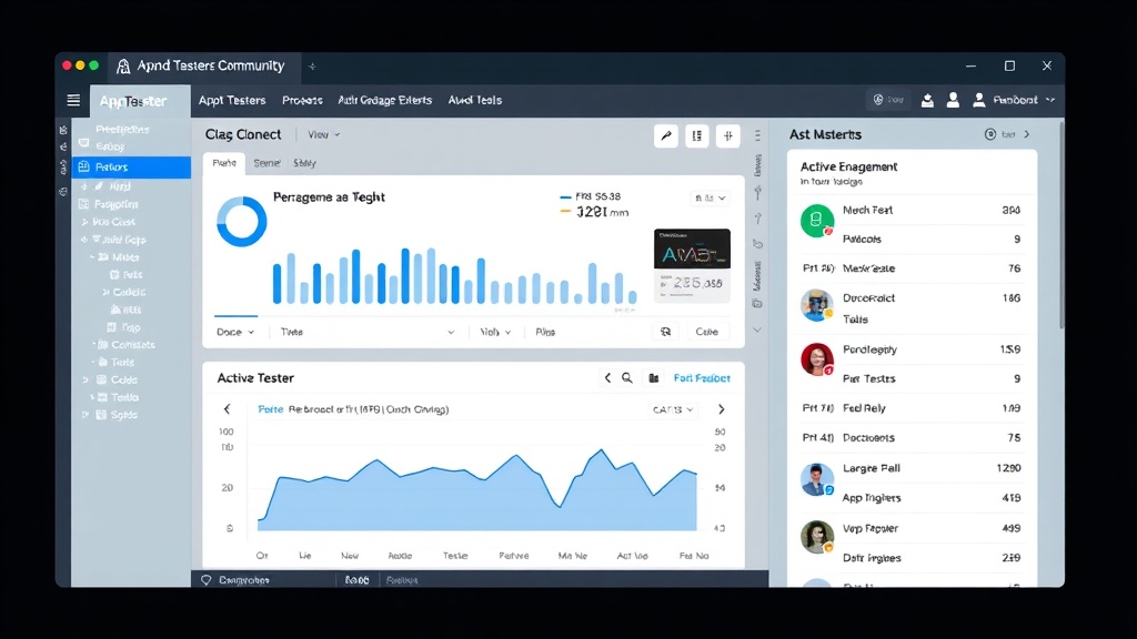 AppTaster Pro dashboard showing active tester engagement metrics and feedback