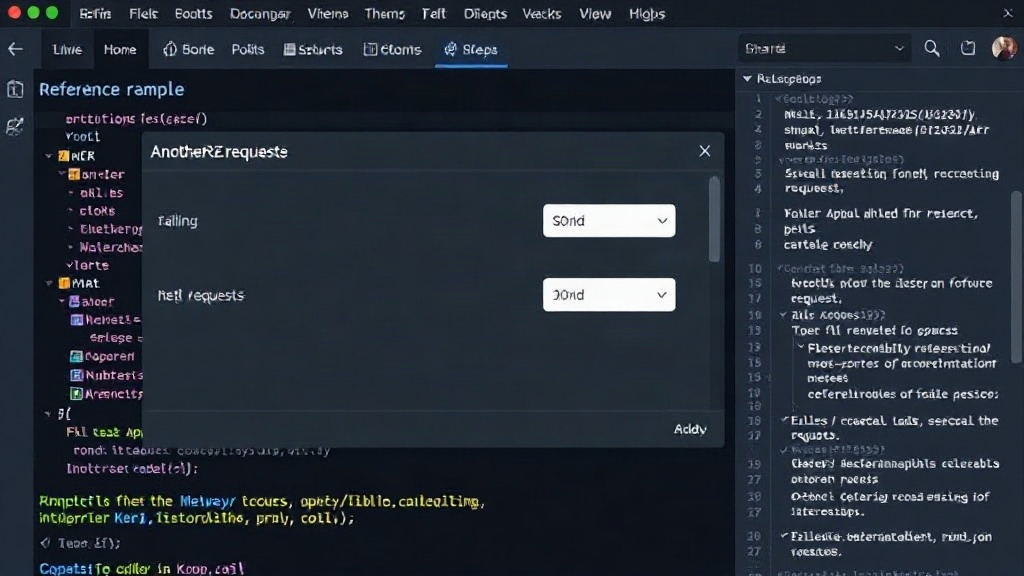 Screenshot of AnotherExample tool interface showing input fields for failing and reference requests