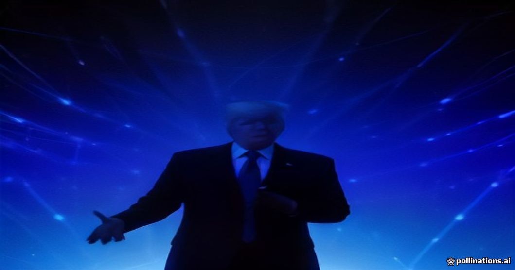 Donald Trump speaking at a campaign rally, discussing technology policy