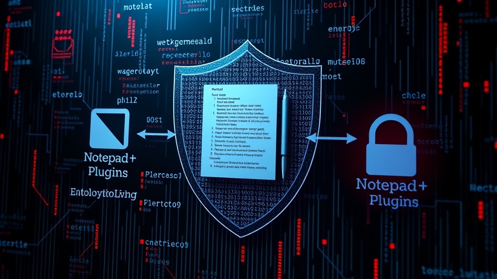 Diagram illustrating the bundling of Notepad++ with a malicious plugin