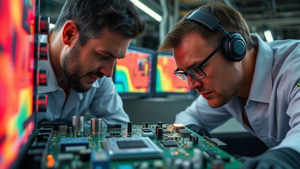 Engineers analyze complex optical simulation results on a high-resolution display.