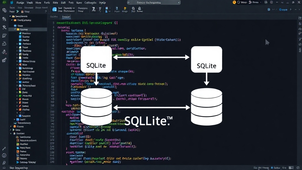 Diagram illustrating SQLite's file-based architecture versus client-server databases