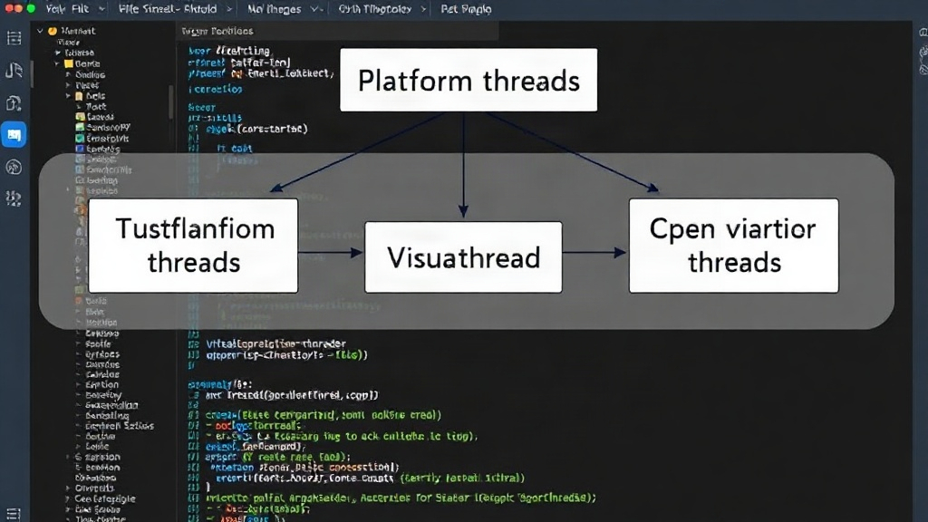 Diagram illustrating the relationship between platform threads, virtual threads, and carrier threads in Java's Loom project.