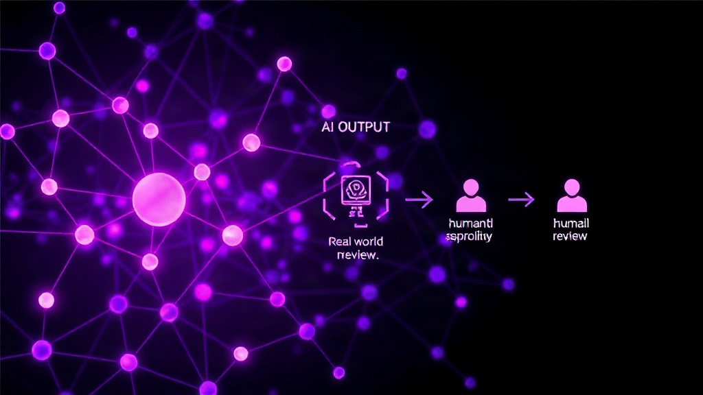 Diagram illustrating AI output waiting for human review and approval steps