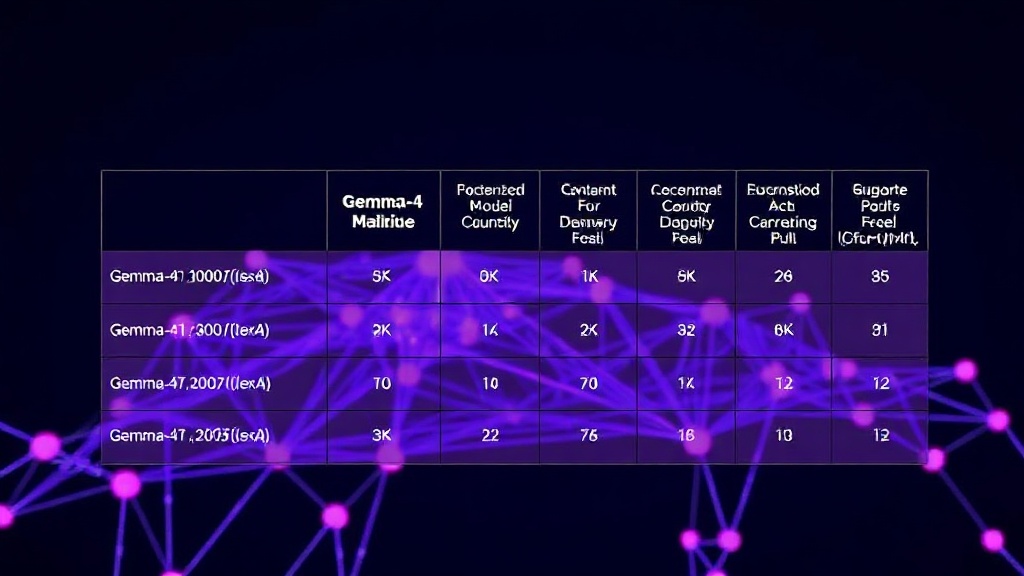 Comparison table of Gemma-4 model family parameters and architectures