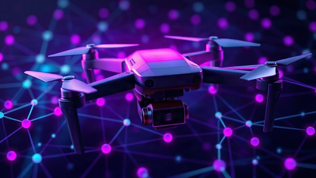 A compact drone with visible sensor array, illustrating the integration of AI hardware