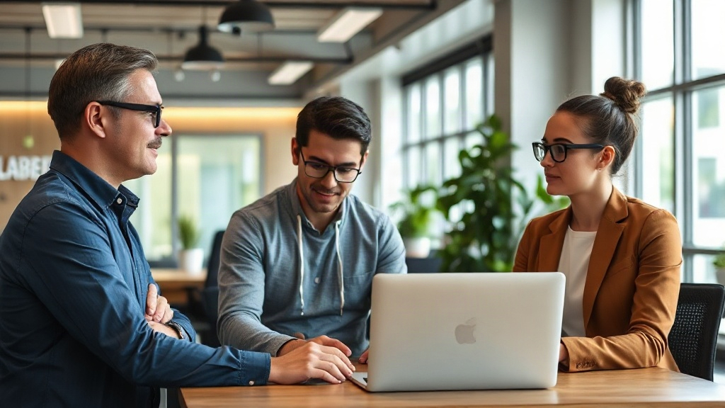 Founders and AI agents collaborating in a modern office setting