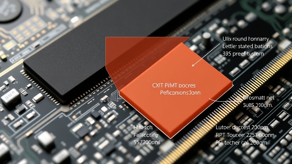 Diagram illustrating DDR5 memory module structure and key performance parameters.