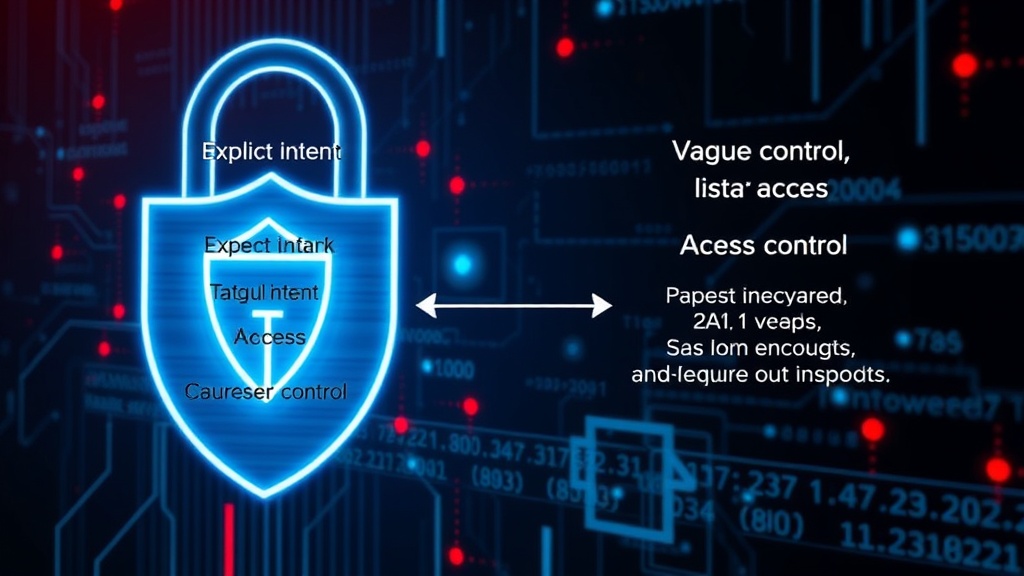 Diagram showing the flow of AI agent tasks with explicit intent vs. vague intent and access controls.