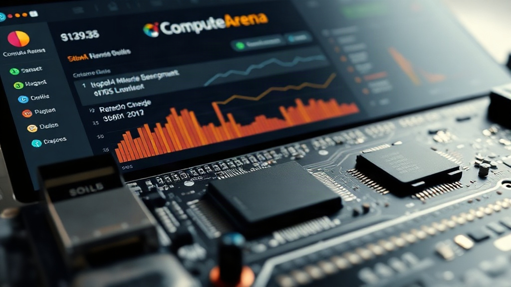 Screenshot showing Compute:Arena's dashboard with various AI model benchmark results