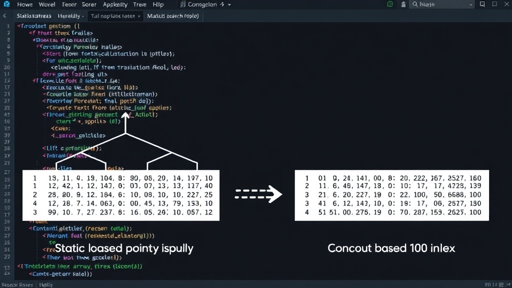 Diagram comparing pointer-based tree traversal versus contiguous array-based index calculation.