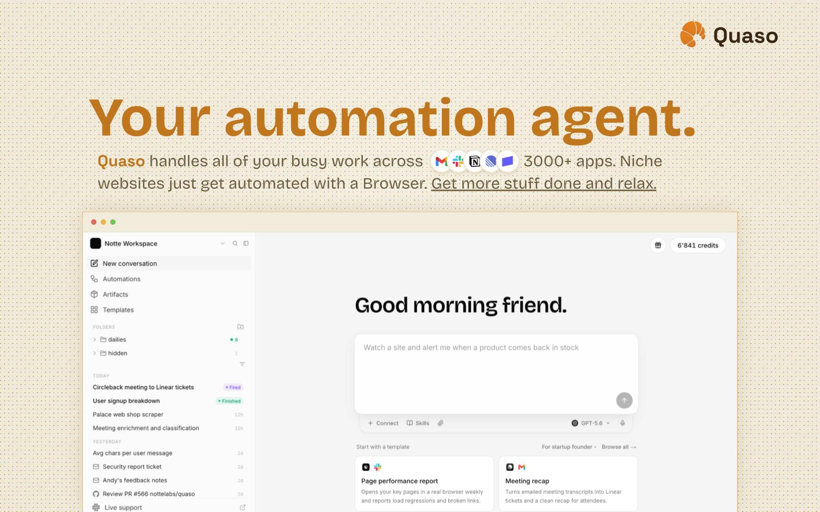 Quaso: AI Automation Agent for Cross-App Tasks