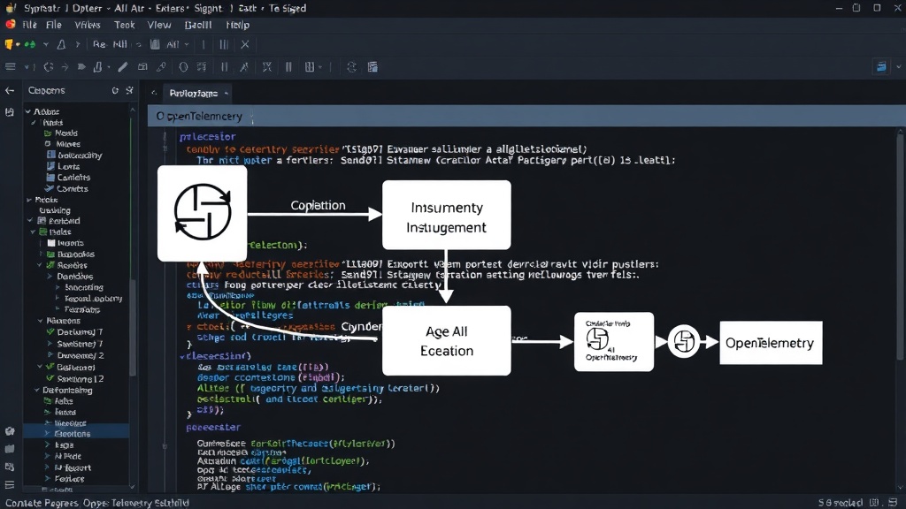 Diagram showing OpenTelemetry SDKs instrumenting an AI agent and exporting data to SigNoz
