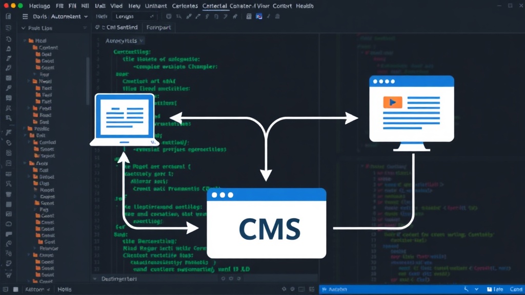 Diagram showing the flow from content creation tools to a CMS via automation