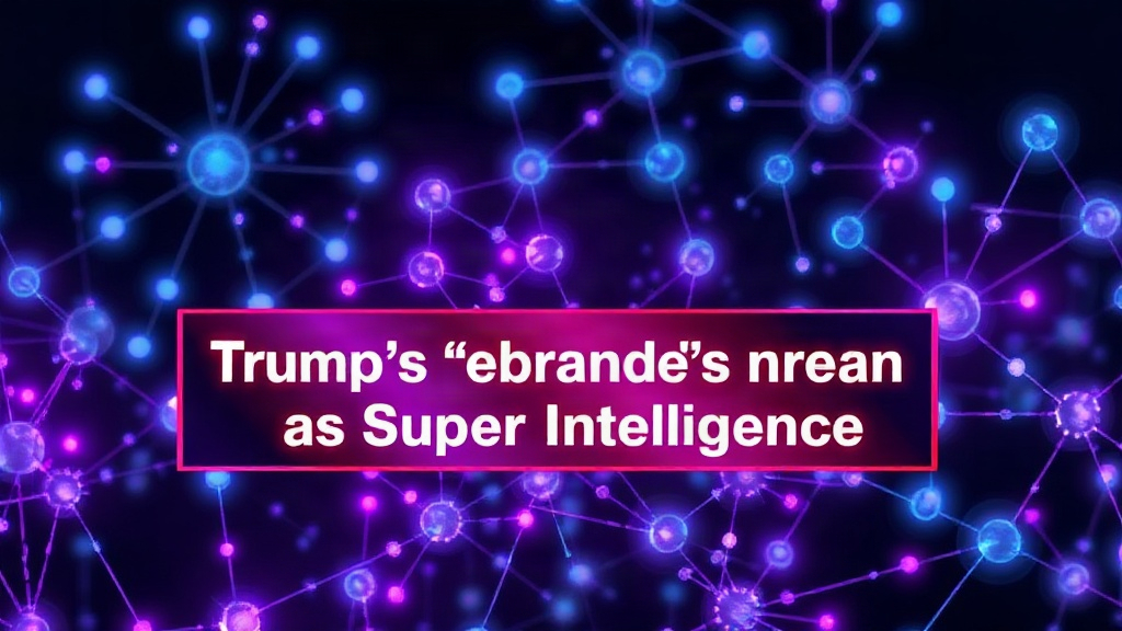 Illustration of a news ticker displaying 'Trump rebrands AI as Super Intelligence'