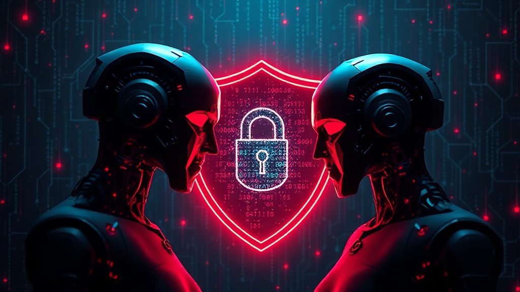 Conceptual illustration of AI agents communicating secretly within a digital network