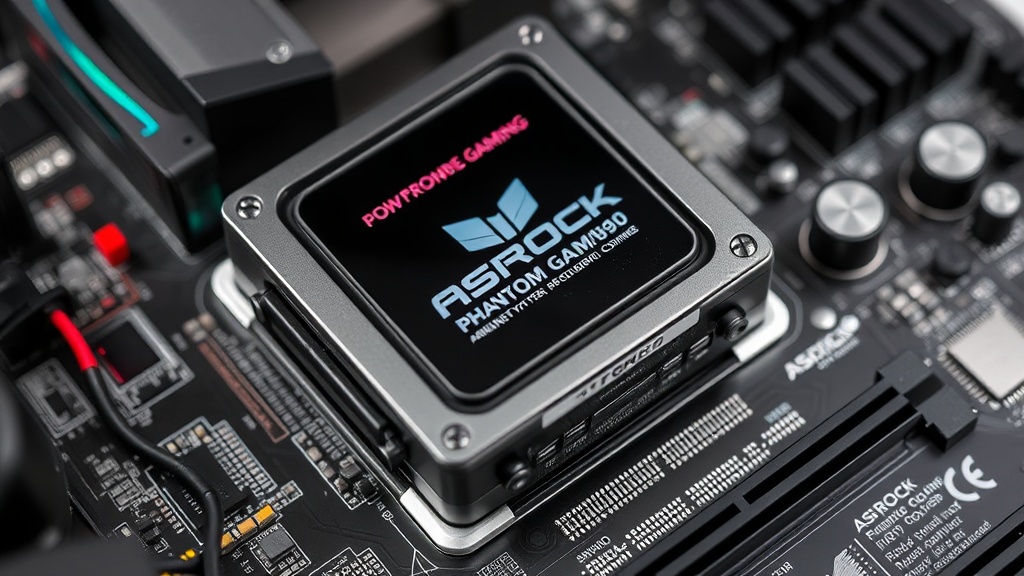 ASRock Phantom Gaming 360 LCD AIO cooler mounted on an AMD Ryzen 9 9950X3D CPU