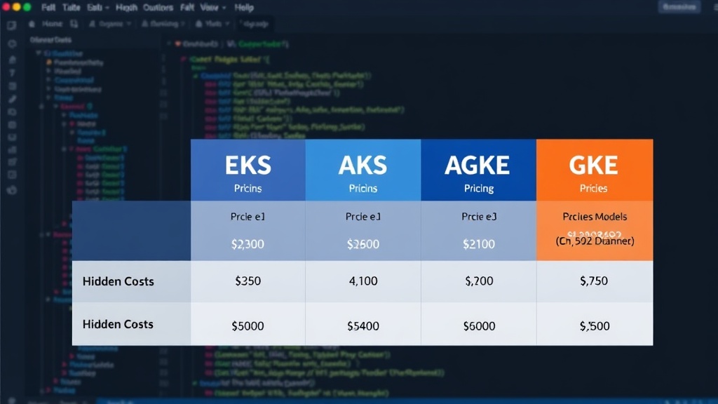 Comparison chart of EKS, AKS, and GKE pricing models and hidden costs