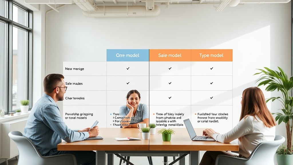 Comparison chart of different B2B SaaS sales models and their suitability