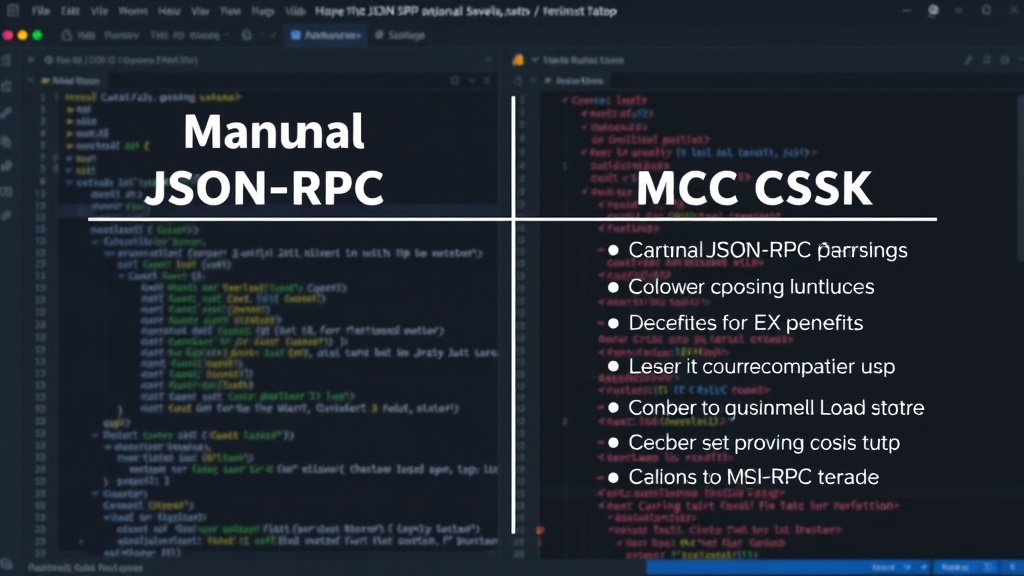 Comparison table showing manual JSON-RPC parsing vs. MCP C# SDK benefits