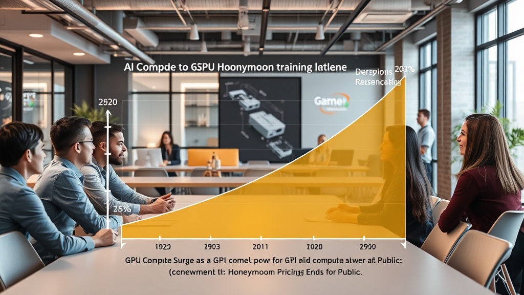 A simplified diagram illustrating the increasing demand for GPU compute power for AI model training.