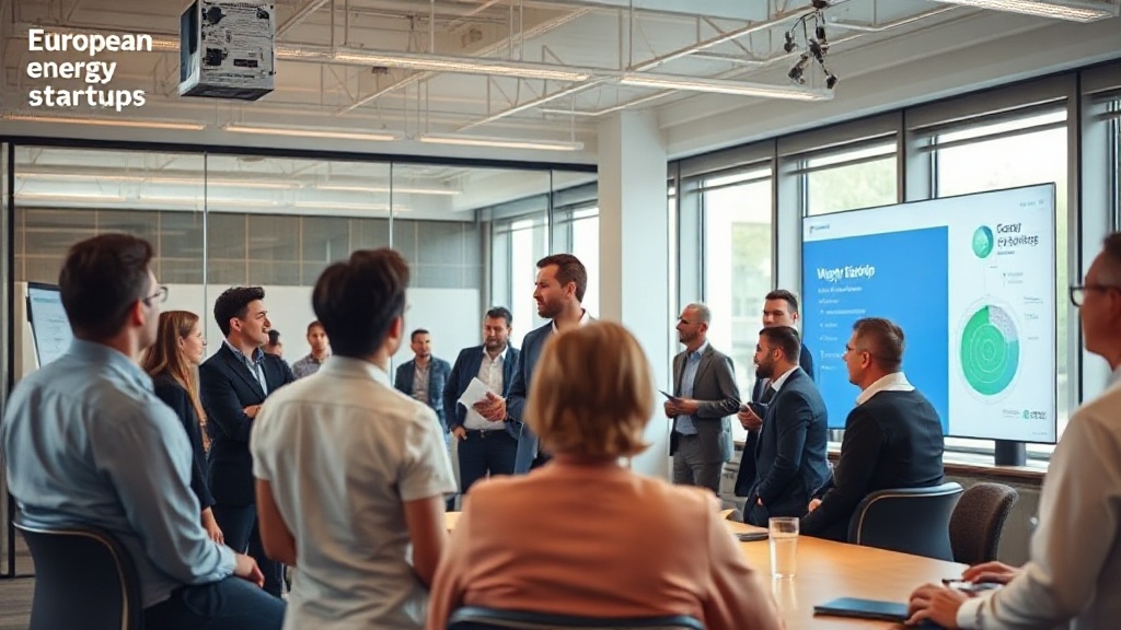 European energy startup founders presenting at a technology conference