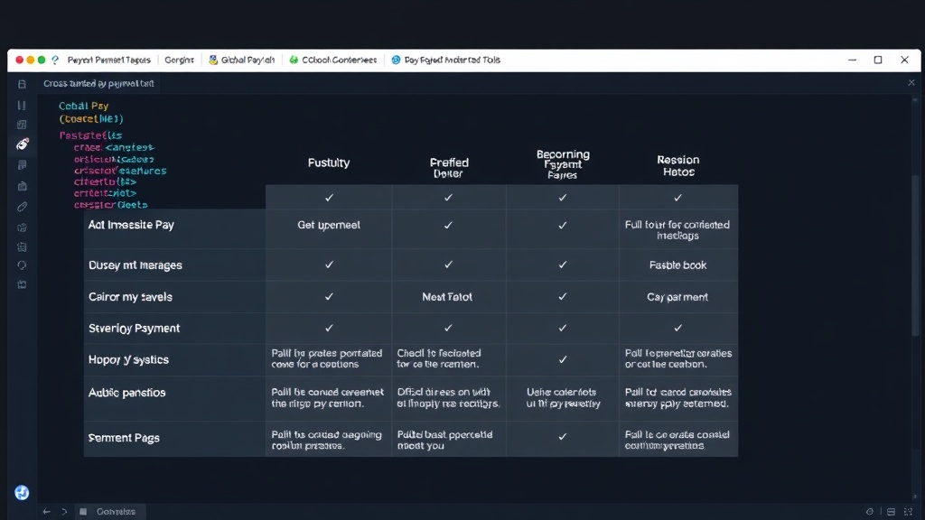 Comparison chart of cross-border payment tools highlighting features and limitations