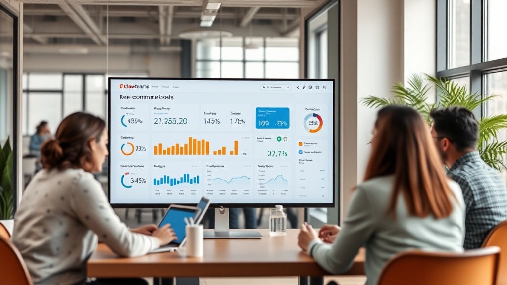 ClawTeams dashboard interface showing key e-commerce goals and AI-driven progress metrics