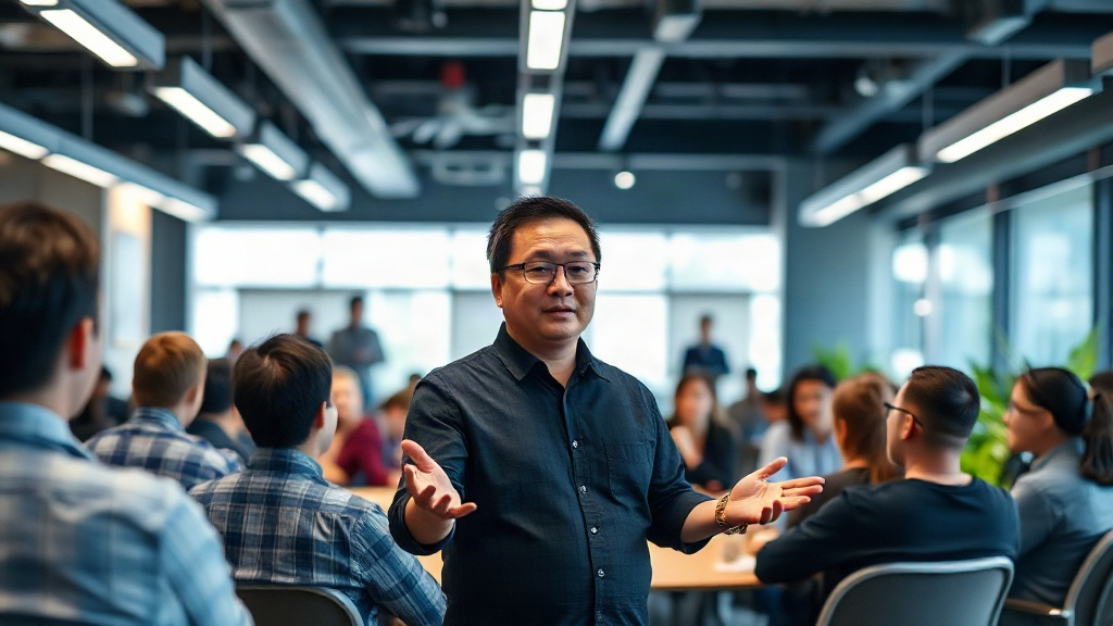 Nvidia CEO Jensen Huang speaking at a tech conference