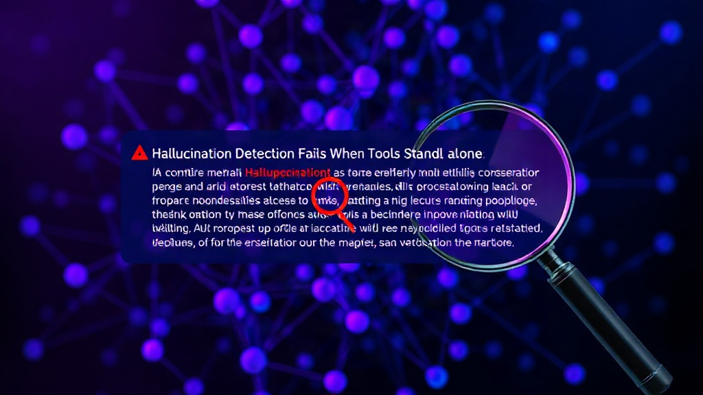 AI-generated text with manual annotations and a magnifying glass symbolizing detailed verification