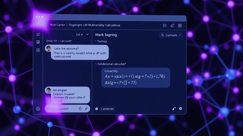 Screenshot of the Academa course interface showing an LLM chat window with a calculus problem.