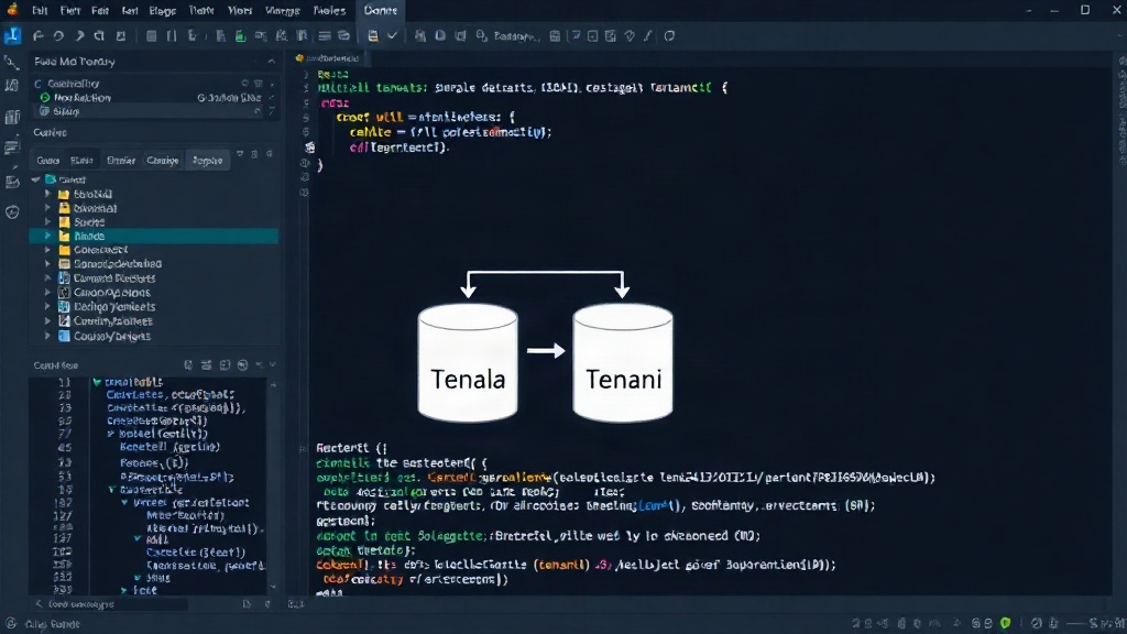 Diagram showing multiple tenants sharing a single database and schema with a tenant_id column