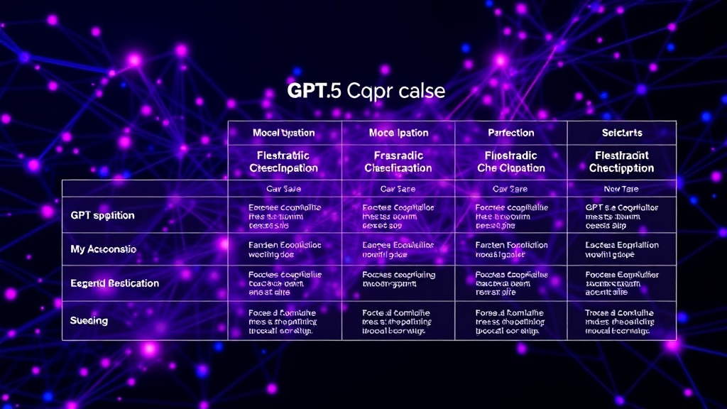 A comparison chart showing different GPT-5.6 model capabilities and their optimal use cases.
