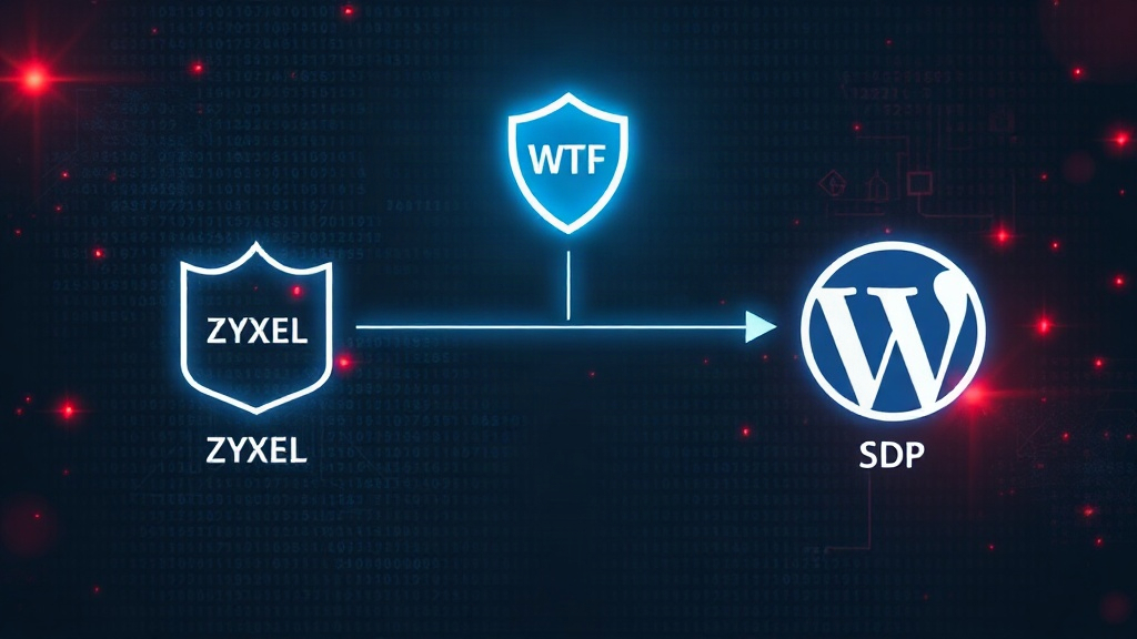 Diagram illustrating the multi-vector attack chain targeting Zyxel and WordPress